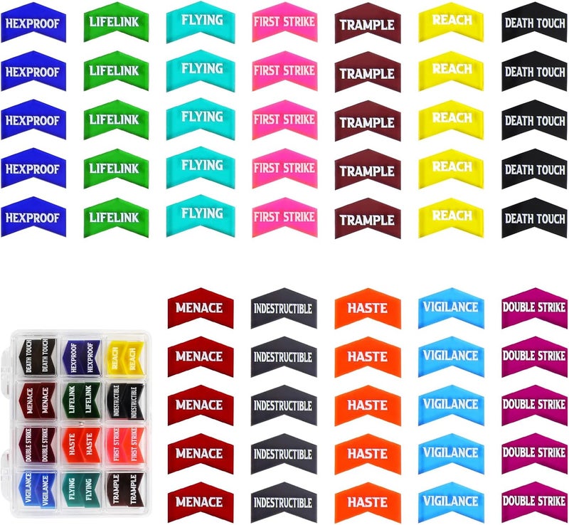 FIGURESLAB Store 60Pcs MTG Abilities Keyword Tokens with Box, Color Coded MTG Creature Stats Buff Tokens for Magic The gatering, Compatible with TCG, CCG Magic Card Games Accessories - Image 1